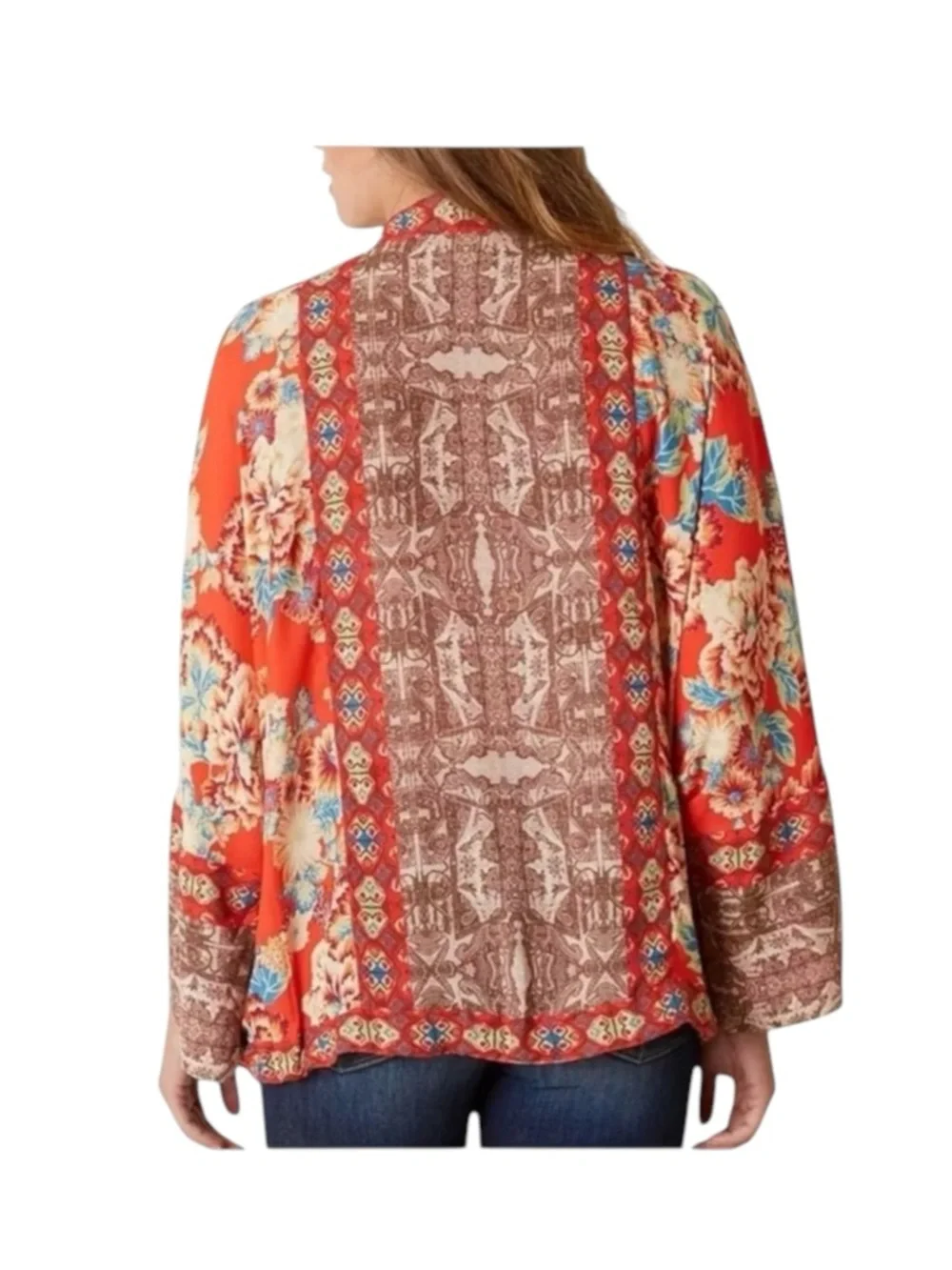 Free People ✿ Wildflower Cinch Kimono Jacket ✿ Tangerine Floral Print ✿ XS S ✿